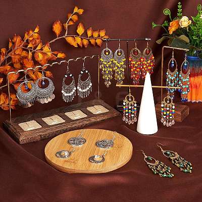 9Pairs 9 Style Horse Eye & Ring & Coin Chandelier Earrings EJEW-SW00010-1