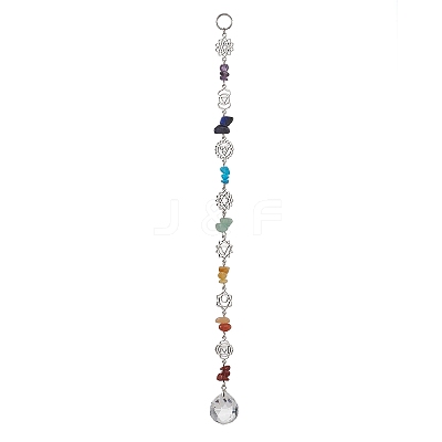 Teardrop Glass with Alloy Pendant Decoraton HJEW-JM02156-1