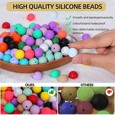 80Pcs Round Silicone Focal Beads SIL-SZ0001-24-25-1