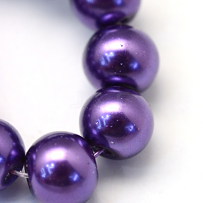 Baking Paint Pearlized Glass Pearl Round Bead Strands X-HY-Q330-8mm-76-1