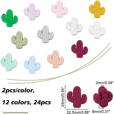 24Pcs 12 Colors  Silicone Beads SIL-CA0001-06-1