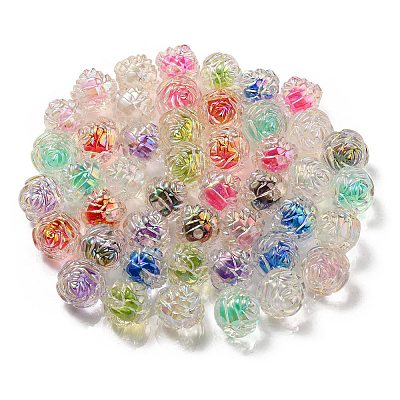 UV Plating Rainbow Iridescent Acrylic Beads OACR-P010-20-1
