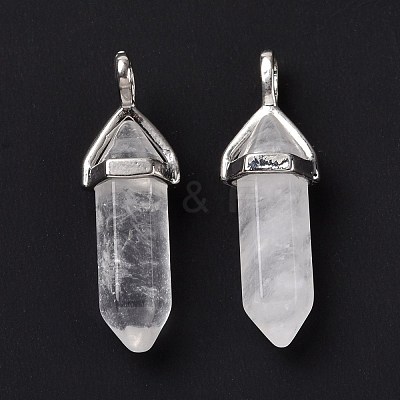 Natural Quartz Crystal Pointed Pendants G-K329-54P-1