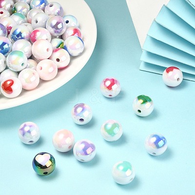 100Pcs Two Tone UV Plating Opaque Acrylic Beads OACR-CJ0001-34-1