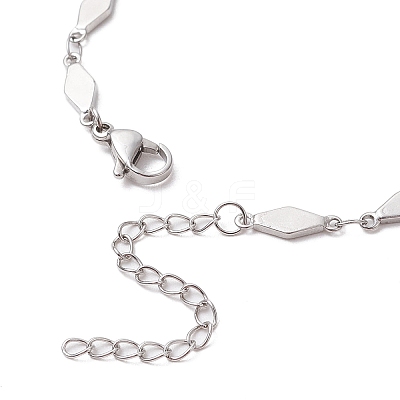 304 Stainless Steel Rhombus Link Chain Bracelets for Women BJEW-JB11603-02-1