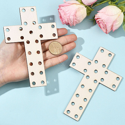 1Pc Easter Unfinished Wooden Cross WOOD-SP0001-69-1