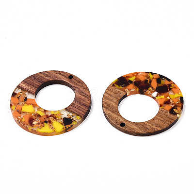 Transparent Resin & Walnut Wood Pendants RESI-TAC0017-74-A03-1