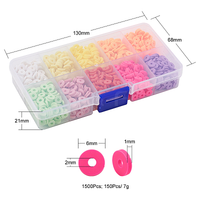 1500Pcs 10 Colors Light Colors Handmade Polymer Clay Beads CLAY-YW0001-37A-1