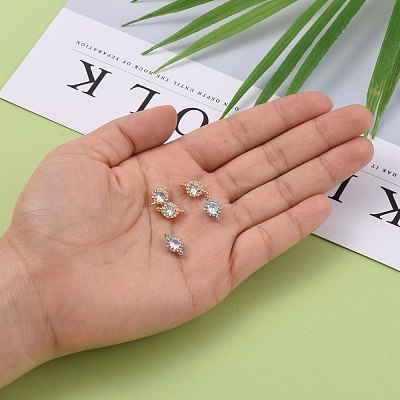 Flower Brass Micro Pave Cubic Zirconia Links X-ZIRC-L054-09-NR-1