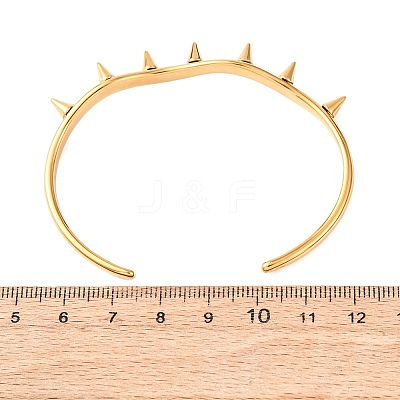304 Stainless Steel Spiked Cone Open Cuff Bangles for Women BJEW-B165-01G-1