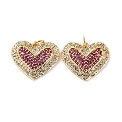 Brass Micro Pave Cubic Zirconia Pendants ZIRC-P092-040G-RS-1
