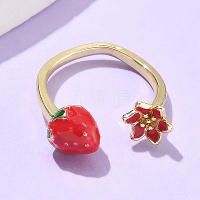 Brass with Enamel Cuff Open Rings for Women LS-RJEW-Q019-01B-G-1