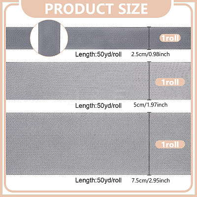 3 Rolls 3 Styles Elastic Polyester Deco Mesh Ribbons DIY-NB0013-55A-1