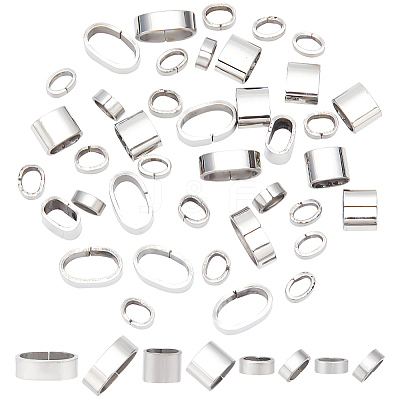 40Pcs 4 Styles 201 Stainless Steel Slide Charms/Slider Beads STAS-BC0003-65-1