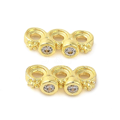 Rack Plating Brass Pave Clear Cubic Zirconia Spacer Bars KK-B088-11B-G-1