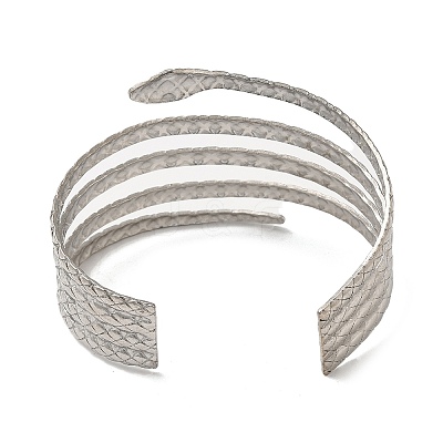 Non-Tarnish 304 Stainless Steel Open Cuff Bangles AJEW-Z009-06F-P-1