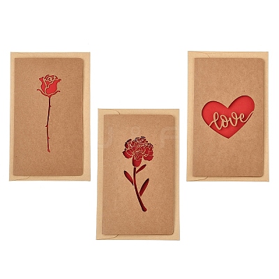 5 Bags Kraft Paper Greeting Cards AJEW-YW0001-50A-1