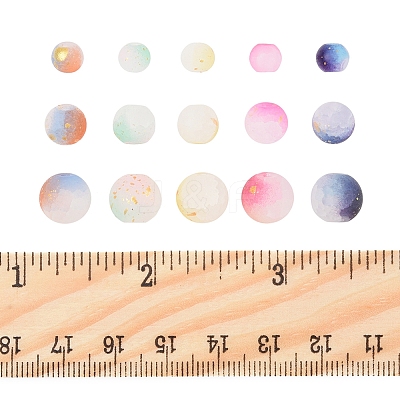 450Pcs Frosted Baking Paint Crackle Glass Beads with Glitter Powder DGLA-FS0001-11-1