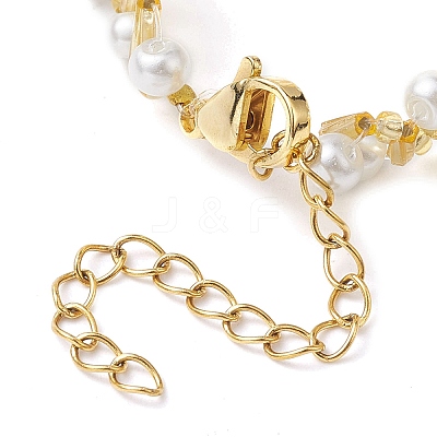 Imitated Pearl Acrylic & Glass Beaded Bracelets with 304 Stainless Steel Lobster Claw Clasps for Women BJEW-JB10199-01-1