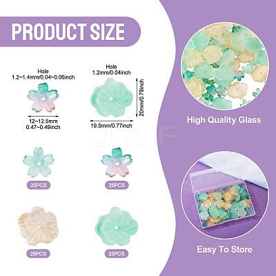 100Pcs 4 Styles Baking Paint Transparent Glass Bead Caps DGLA-TA0001-46-1