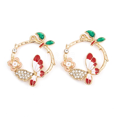 Rack Plating Alloy Enamel Pendants FIND-A040-04KCG-1