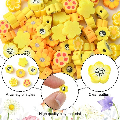 6 Styles Handmade Polymer Clay Beads CLAY-YW0001-95-1