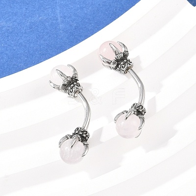 316 Stainless Steel Dragon Claw with Natural Stone Ball Curved Barbell Belly Rings AJEW-C044-06AS-03-1
