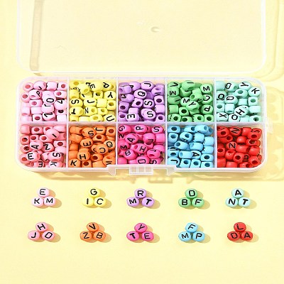 450Pcs 10 Styles Opaque Acrylic Beads OACR-FS0004-02-1