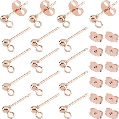 30Pcs 304 Stainless Steel Ball Stud Earring Post STAS-UN0028-92-1