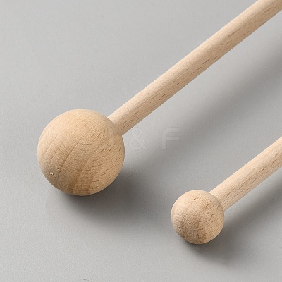 2Pcs Beech Wooden Double Round Stick DIY-WH0750-005-1