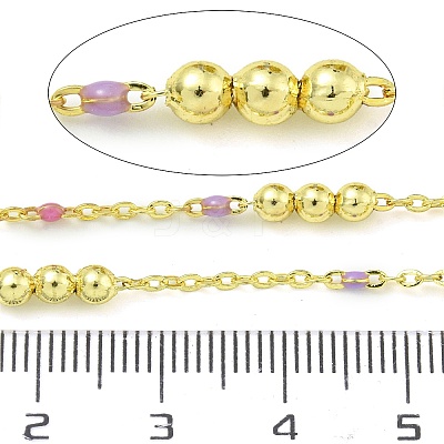 Brass Enamel Round Beaded Link Chain CHC-G022-07G-20-1