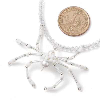 Halloween Spider Pendant Necklaces NJEW-TA00147-01-1