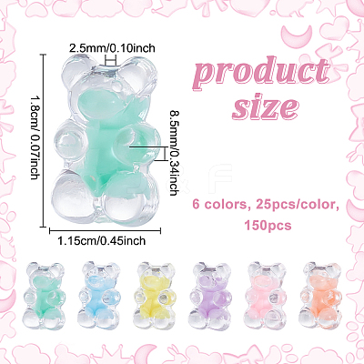 150Pcs 6 Colors Transparent Acrylic Beads OACR-NB0001-51-1