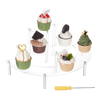 3-Tier Acrylic Semicircle Dessert Display Risers ODIS-WH0329-39-1