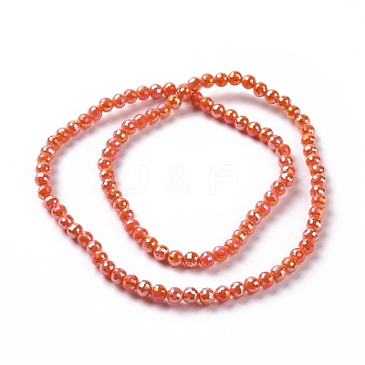 Electroplate Opaque Solid Color Glass Beads Strands GLAA-E036-11-M-1