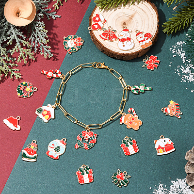 80Pcs 20 Styles Christmas Theme Alloy Enamel Pendants ENAM-SC0007-15-1