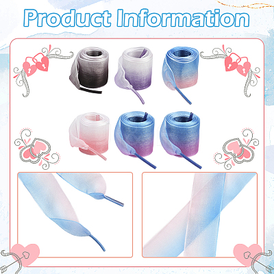 5 Pairs 5 Colors Gradient Organza Shoelaces AJEW-SP0003-10-1