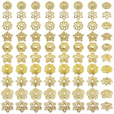 100Pcs 10 Styles Brass Bead Caps KK-CJ0002-08-1