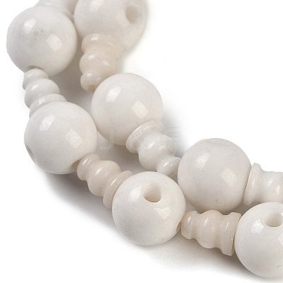 Natural White Jade 3-Hole Guru Beads Strands G-H064-E03-01-1