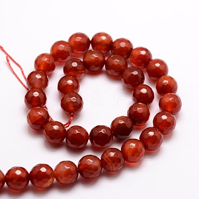 Dyed Natural Agate Faceted Round Beads Strands G-E320B-12mm-08-1