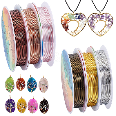 6 Rolls 6 Colors Round Copper Jewelry Wire CWIR-BBC0001-14-1