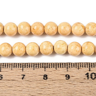 Dyed Synthetic Fossil Beads Strands G-T139-6mm-66B-1