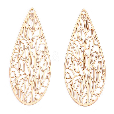 Rack Plating Brass Filigree Pendants KKC-T001-68KC-1
