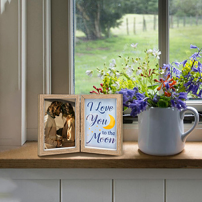 Word I Love You To The Moon Wood Picture Frames Box AJEW-FG0004-02C-1