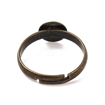 Adjustable Antique Bronze Brass Pad Finger Ring Bases X-EC541-NFAB-1
