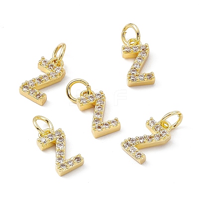 Real 18K Gold Plated Brass Micro Pave Clear Cubic Zirconia Charms KK-E068-VB452-Z-1