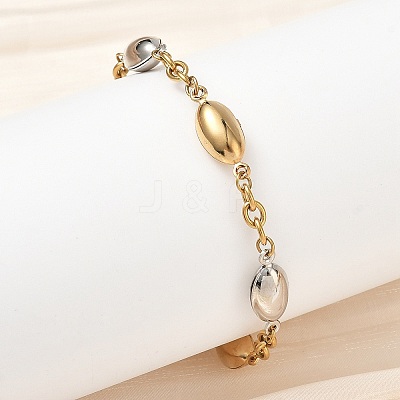Two Tone Horse Eye 304 Stainless Steel Link Bracelets for Women BJEW-A169-13GP-1