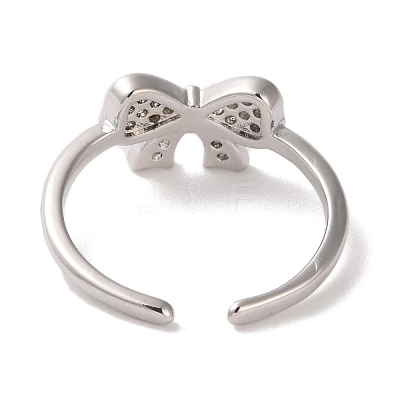 Brass Micro Pave Cubic Zirconia Open Cuff Ring RJEW-K256-58J-P-1