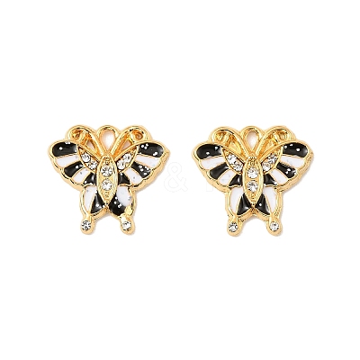 304 Stainless Steel with Crystal Rhinestone Enamel Charms STAS-G358-06G-04-1