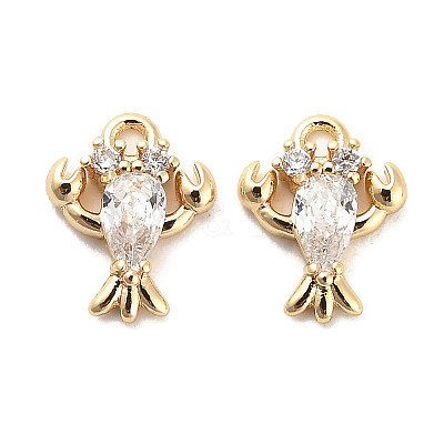 Brass Micro Pave Clear Cubic Zirconia Charms X-KK-C054-11G-1